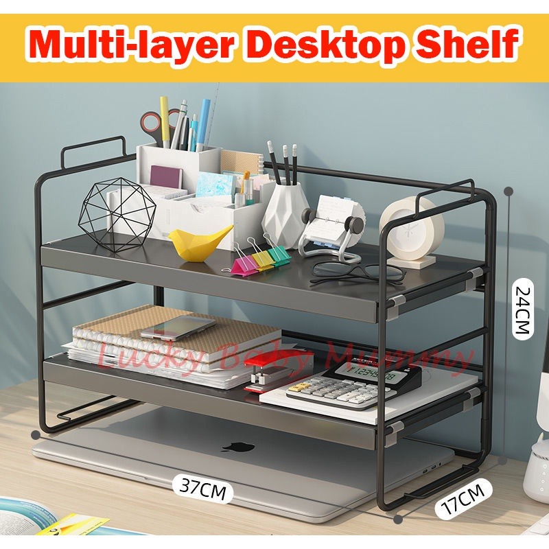 [FREE DELIVERY] Office Desktop Small Shelf Table Multi-layer Iron Desk ...