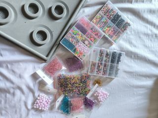 Friendship bracelet kits (with acrylic letter beads, bracelet measure tool board and storage boxes)