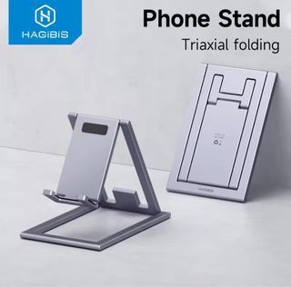 Hagibis Phone Stand Aluminum Cell Phone Adjustable Desk Mobile Phone Portable Foldable Desktop Holder for iPhone 15 14 13 12 Pro Max SE iPad Pro 2021 Tablet Support Mount Stand