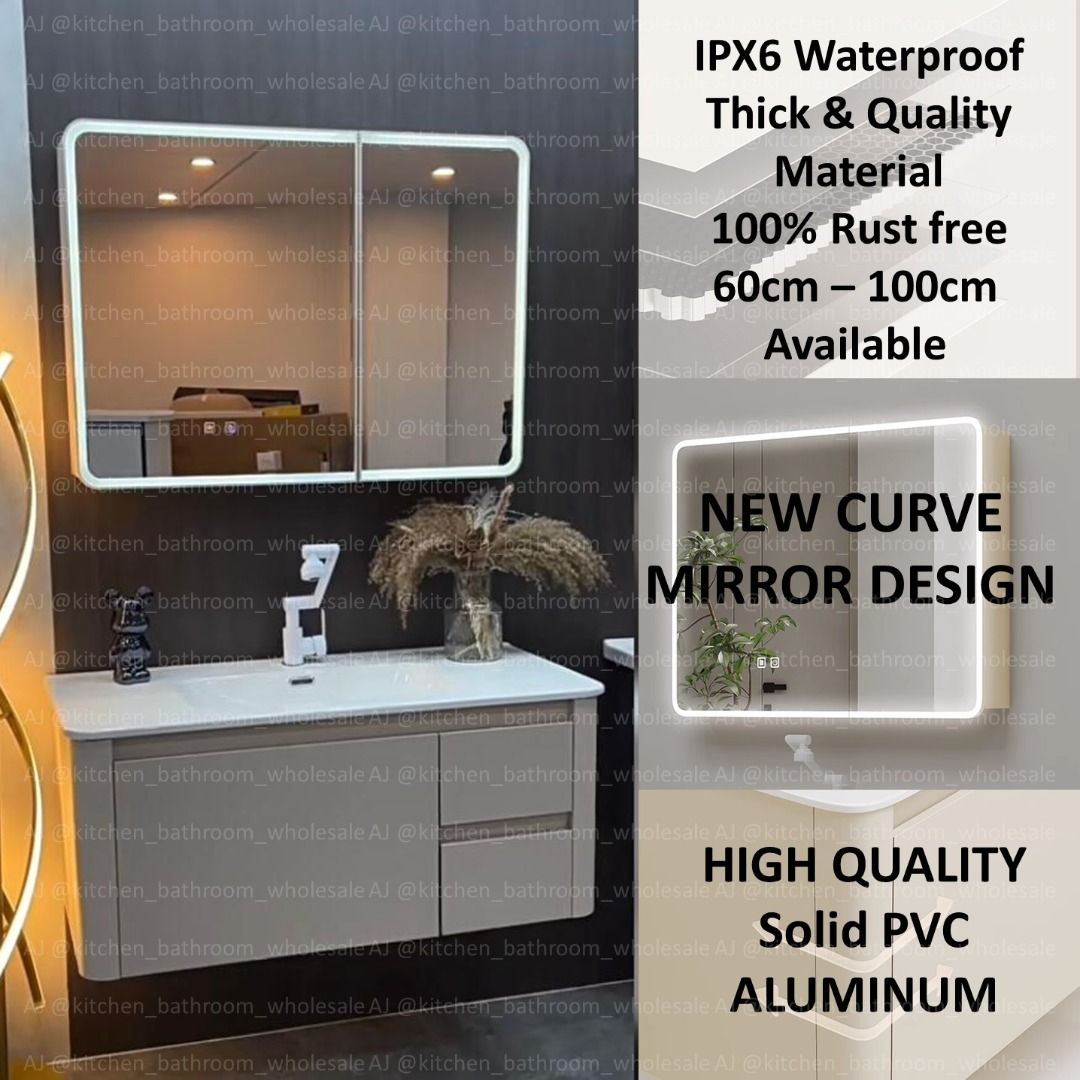 IPX6 Waterproof HIGH QUALITY PVC Aluminum Bathroom Vanity / White ...