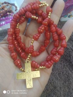 Made in Vatican Rome beautiful red Buri palm rosary