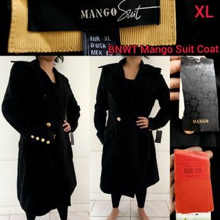 Mango Suit BNWT Black Trench Coat with Gold Buttons XL in size