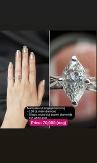 Marquise cut natural diamond ring