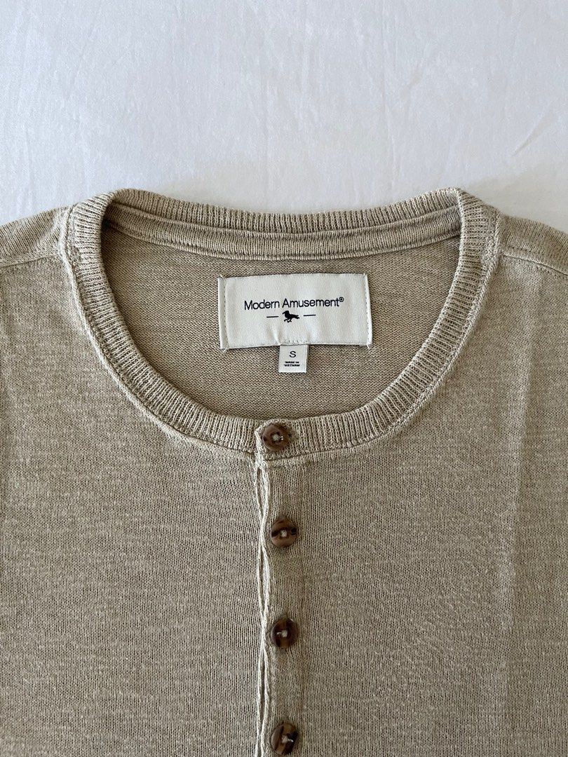 Modern Amusement Knit Sweater Cream Fesyen Pria Pakaian Atasan di Carousell
