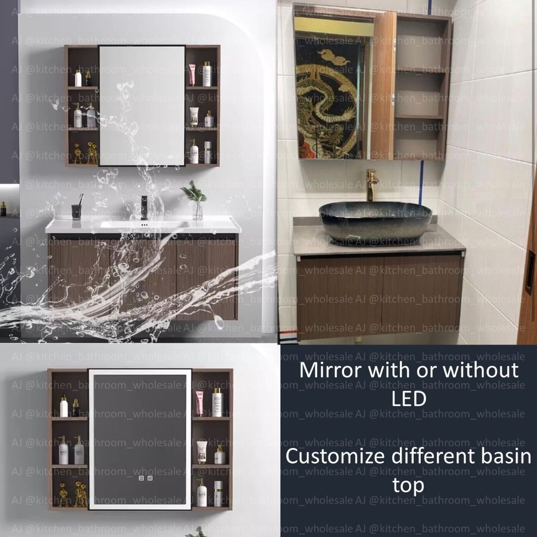 NEW Waterproof Dark Walnut Honeycomb Aluminum Vanity / High quality Cabinet ! Bathroom vanity basin cabinet (Category: Bathroom & Kitchen Fixtures) located in Singapore. Submitted by kitchen_bathroom_wholesale (Listing ID 1263517829, Image 3). Description: Premium Bathroom Basin Vanity / Basin Cabinet No instock **Customized** Waiting time 2-3 weeks ** FULL SET** All set come with tap, pipe, mirror and etc.. NEW Solid Surface Tabletop Basin With 