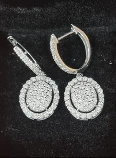 Oval Diamond Dangling Earrings 18k WG 1.2cts