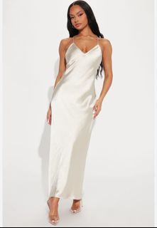 Plus Size White Dress Silk Dress Maxi Dress Long Dress Medium to XL