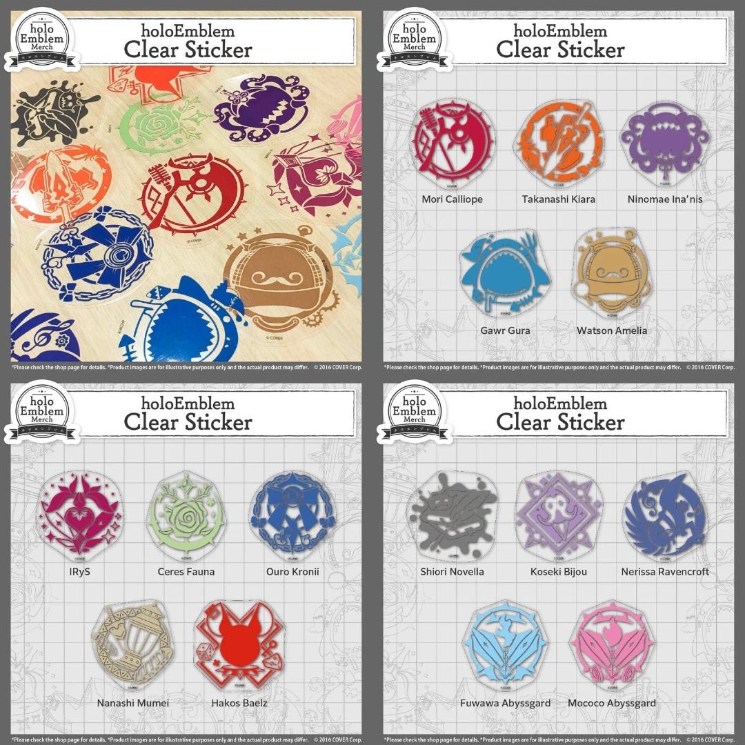 [PO till stock runs out] Hololive EN English holoEmblem Clear Sticker ...