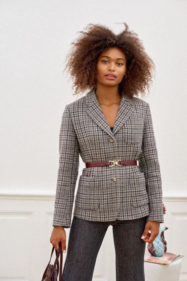 Rouje checkered houndstooth wool jacket Women s Fashion Coats Jackets and Outerwear on Carousell