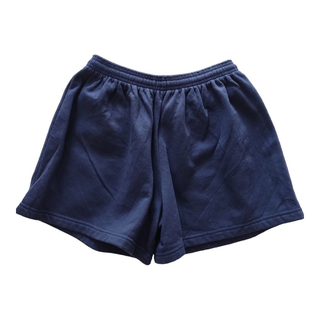 Size 28 38 Vintage Cotton Shorts Garterized Drawstring Navy Blue Heavy Cotton Made in Panama Norwegian Cruise Line NCL Cruising Norway
