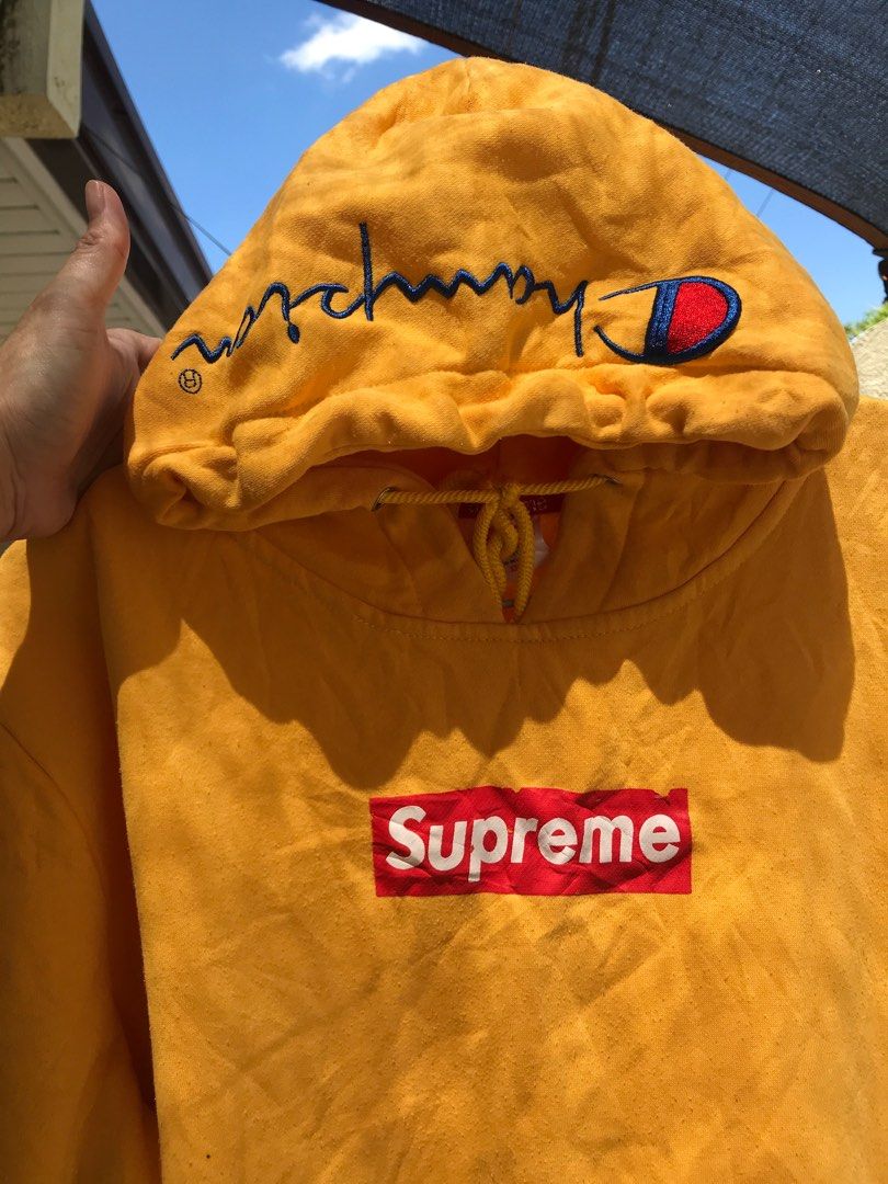 Yellow champion supreme hoodie sales