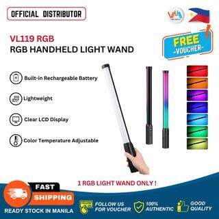 VL119 RGB Handheld LED Light Wand Video Stick with Rechargeable Built-in Battery 2600mAh VMI