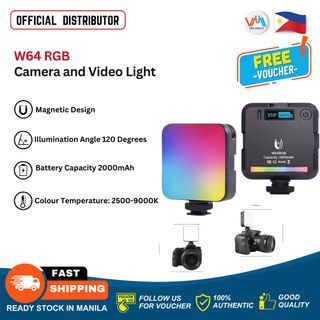W64 RGB Pocket LED Video Light 2700K-9000K On Camera Fill Light Mini Pocket Photography Vlog