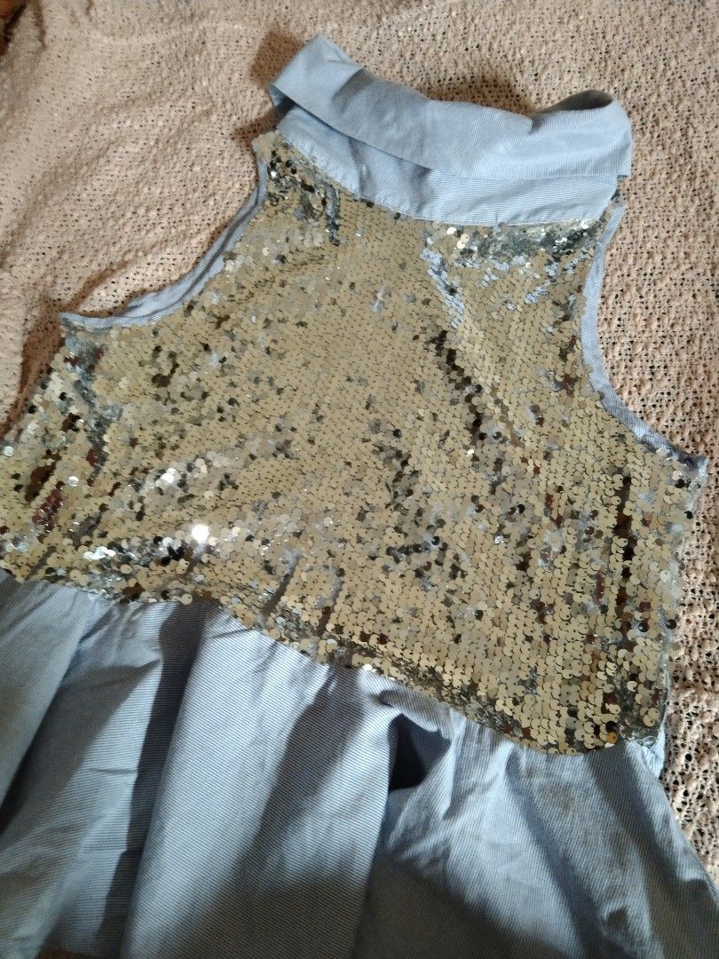 Zara blue silver peplum top with sequin