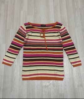 90s vintage crochet knit colorful stripes glittery knit y2k top