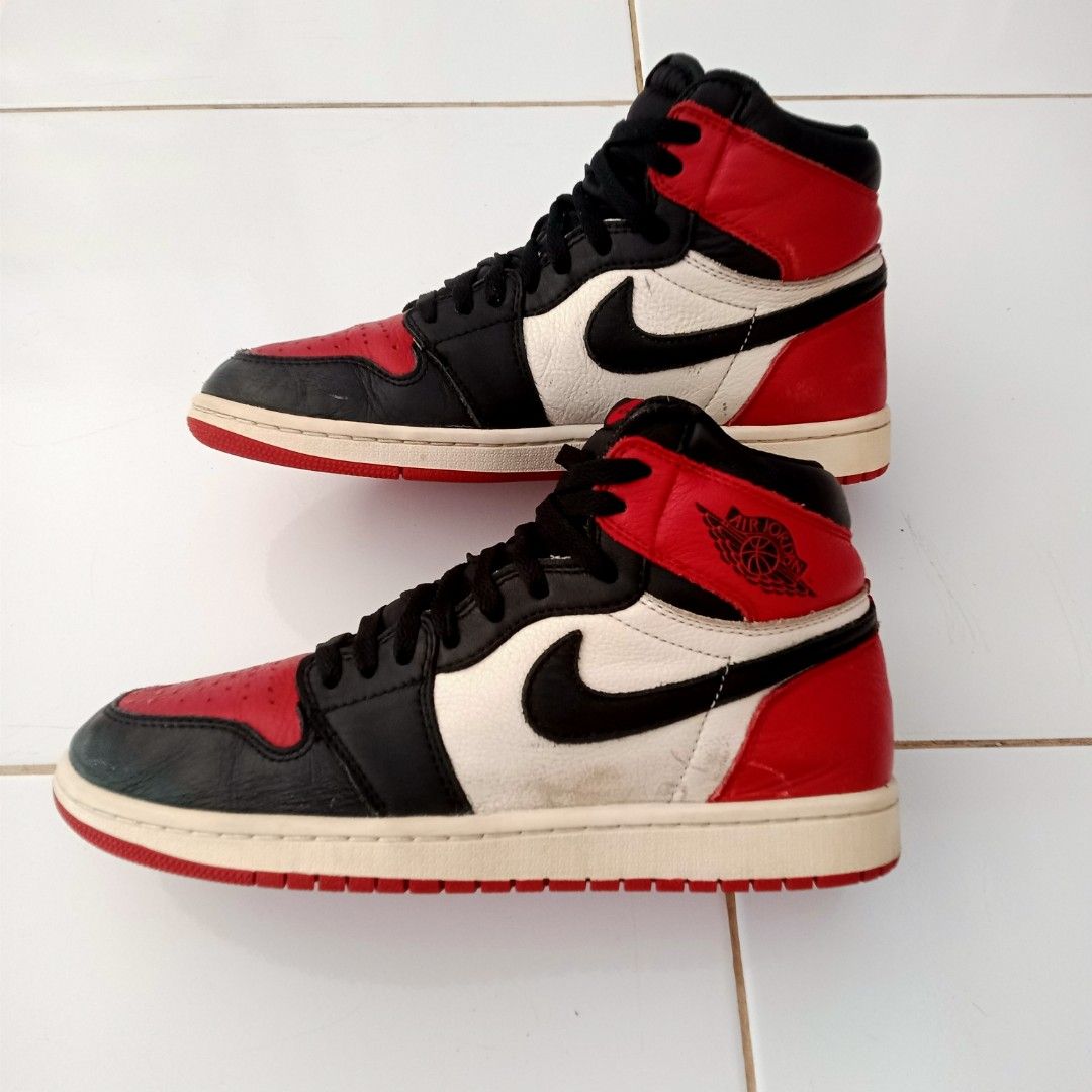 Air Jordan retro higt OG bred toe, Fesyen Pria, Sepatu