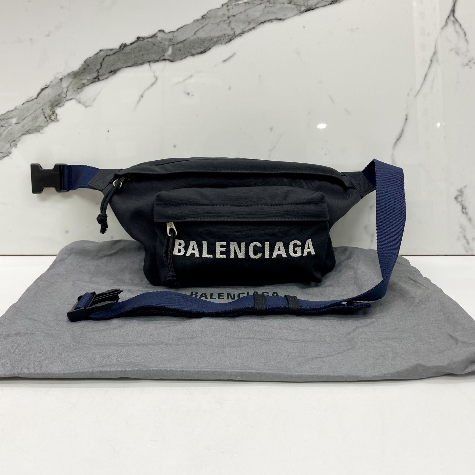BALENCIAGA 533009 BLACK BUMBAG WHEEL BELT WAIST BAG 247014902 GI