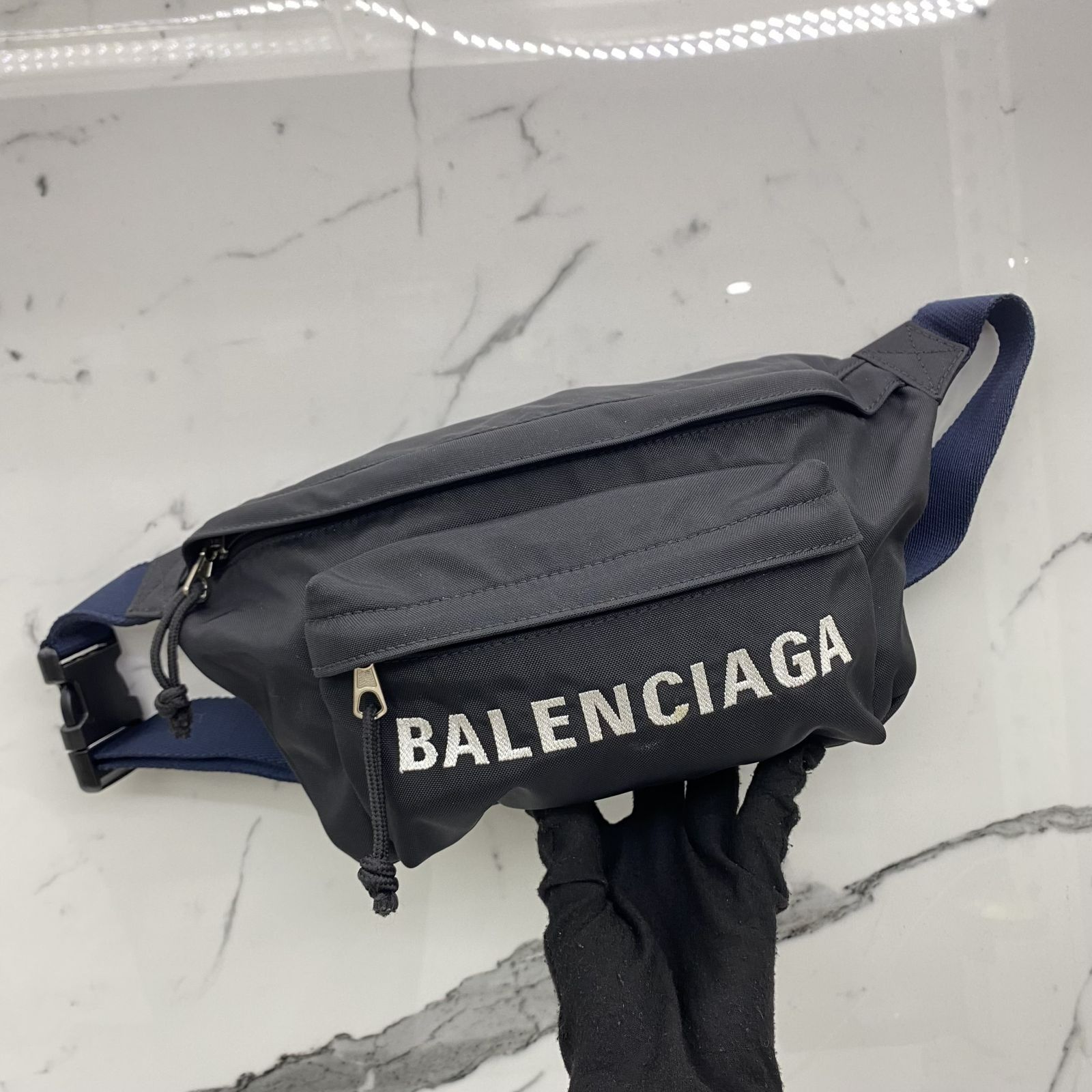 BALENCIAGA 533009 BLACK BUMBAG WHEEL BELT WAIST BAG 247014902 GI
