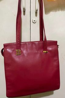 Orig💯 Bally red leather tote shoulder bag