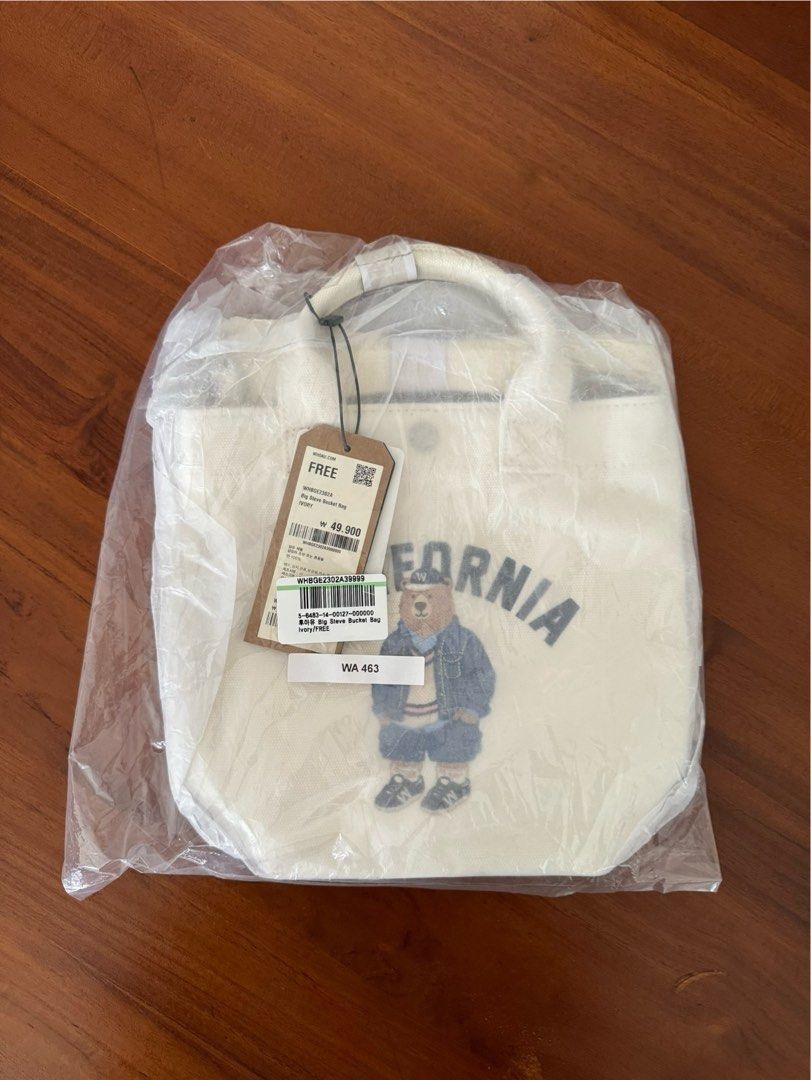 【WHO.A.U】Big Steve Bucket Bag S] WHO.A.U STEVE CANVAS SQUARE BUCKET BAG,IVORY, WHBGD3811A