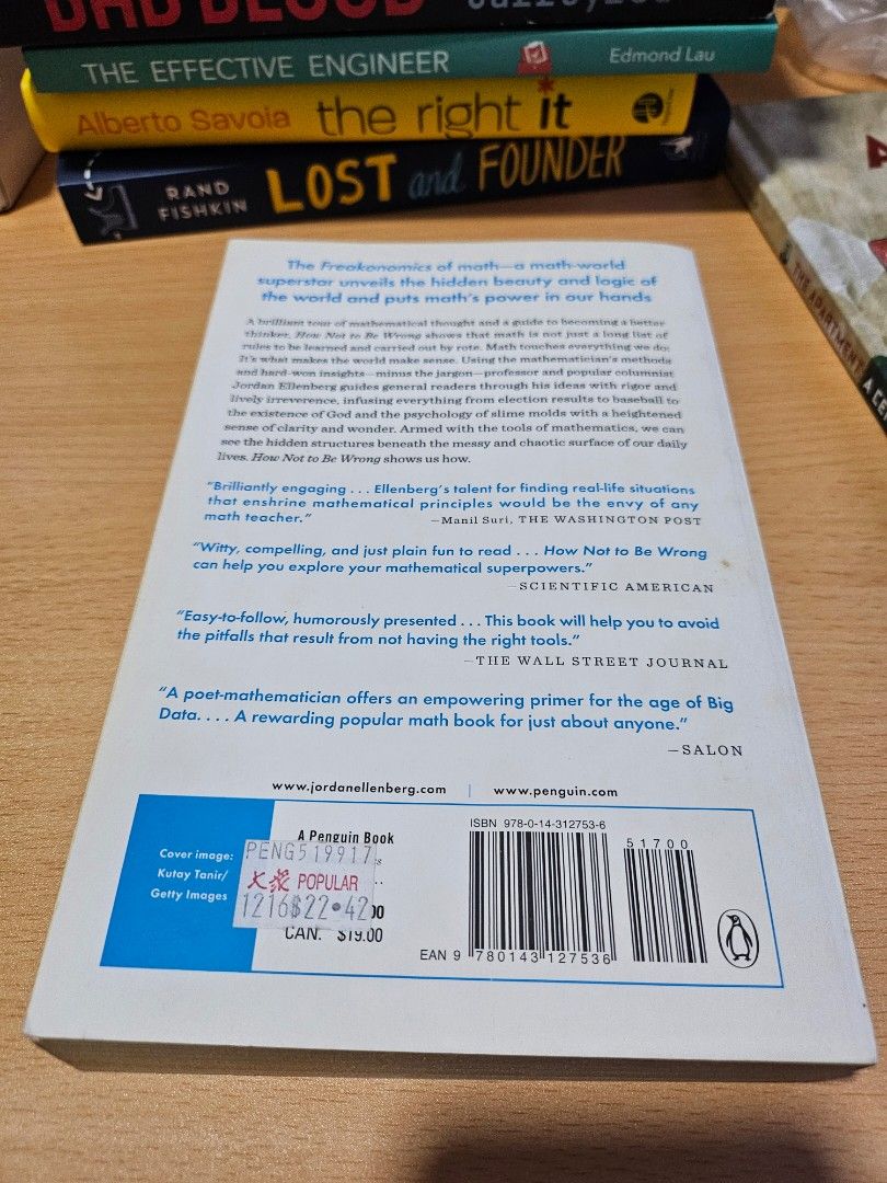 [Book] How not to be wrong by Jordan Ellenberg, Hobbies & Toys, Books & Magazines, Fiction & Non