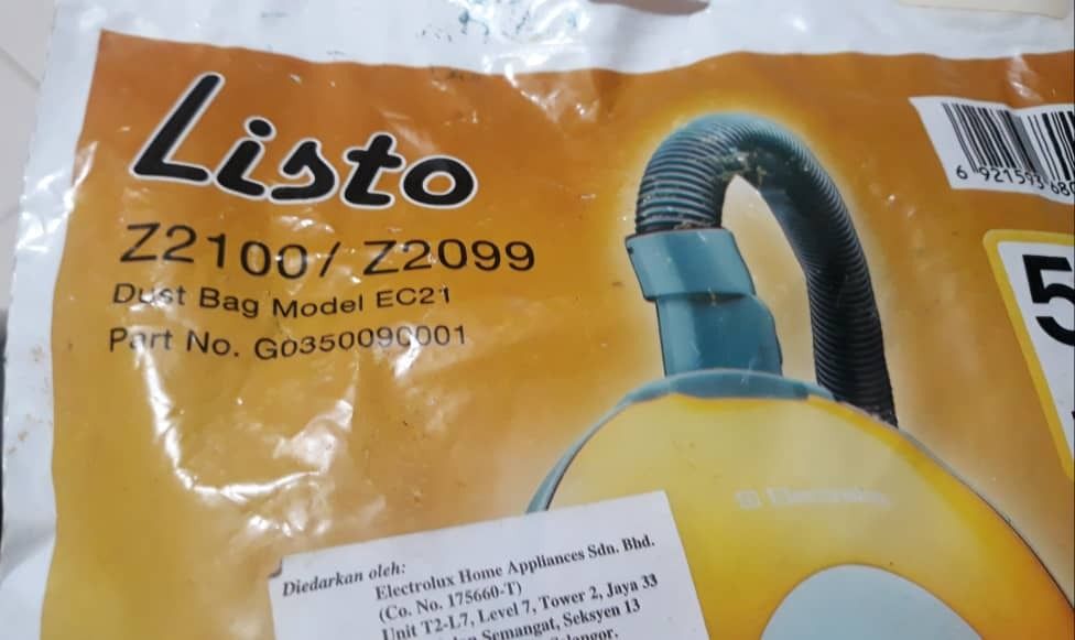 ELECTROLUX Listo Z2100 Z2099 Vacuum Dust Bag
