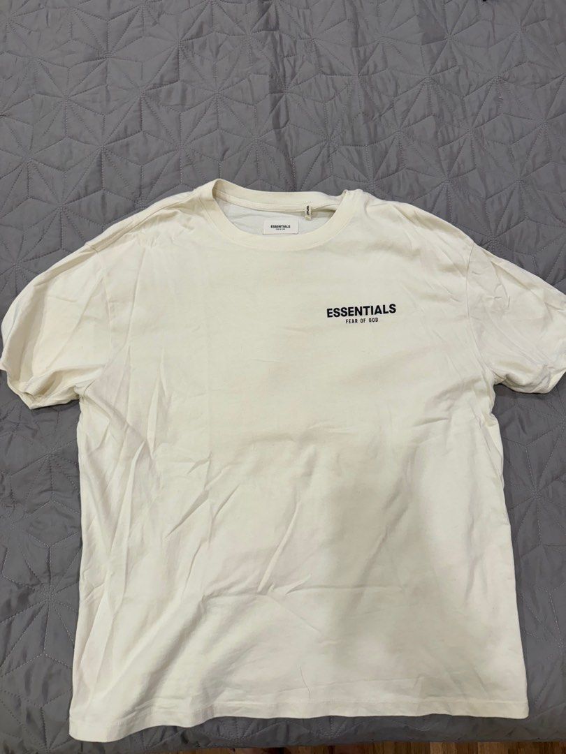 Essentials basic tee (fits like XL) (Category: Tshirts & Polo Shirts) located in Singapore. Submitted by bibbla (Listing ID 1298079628, Image 1). Description: Has been altered. Pit to pit 24.5inches, length 30.5inches (Measured when flat). Only worn a couple of times. Get it for a steal. Meet up or +$2 for shipping.