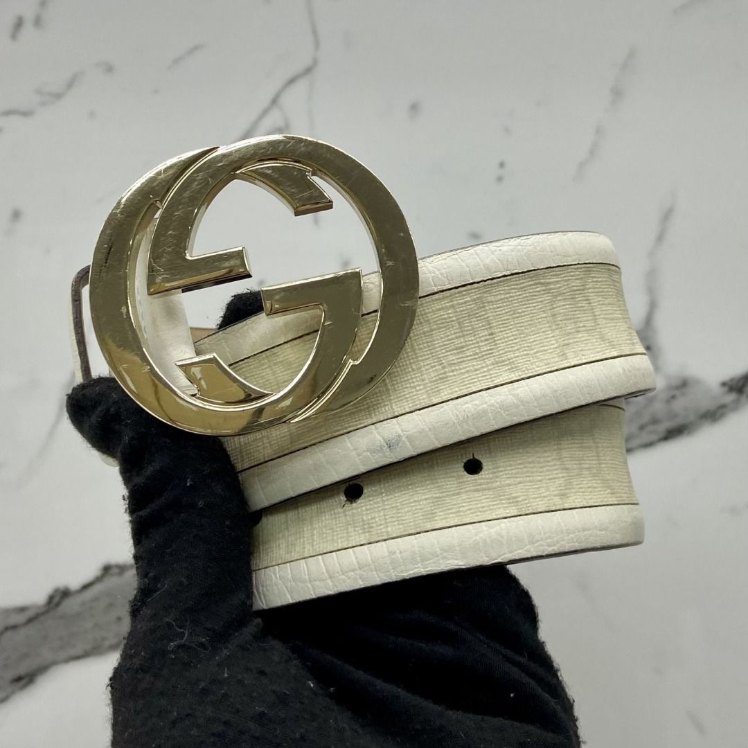 DISCOUNTED GUCCI 142931 GG WHITE BELT 247014620 AL