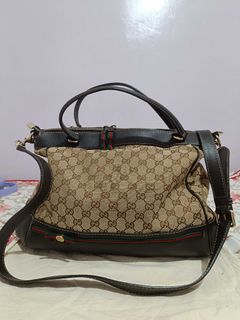 Gucci GG Canvas Mayfair Web Stripe Tote - with Serial and QR