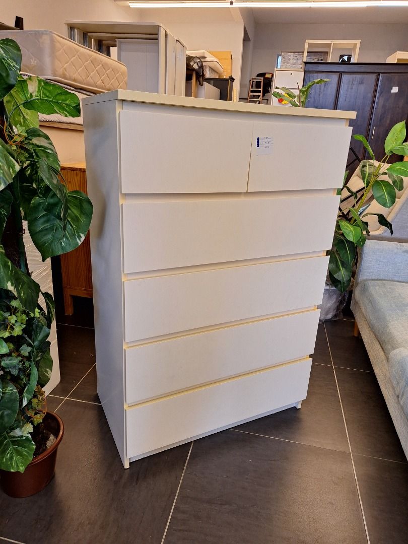 IKEA MALM Chest of 6 drawers, white, | Laci Dada IKEA MALM, 6 laci
