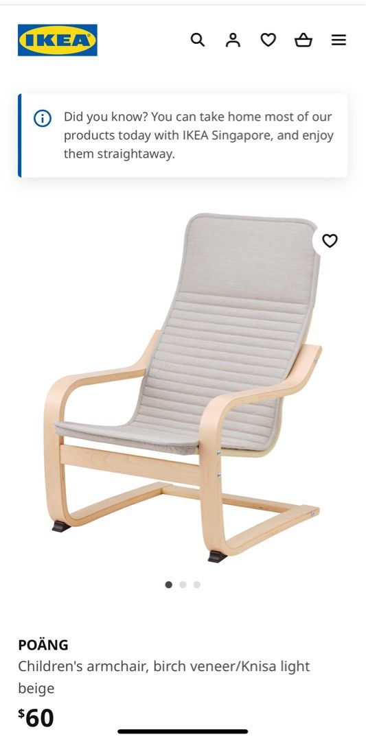 Ikea Poang Chair for children Babies Kids Baby Nursery Kids Furniture Kids Tables Chairs on Carousell