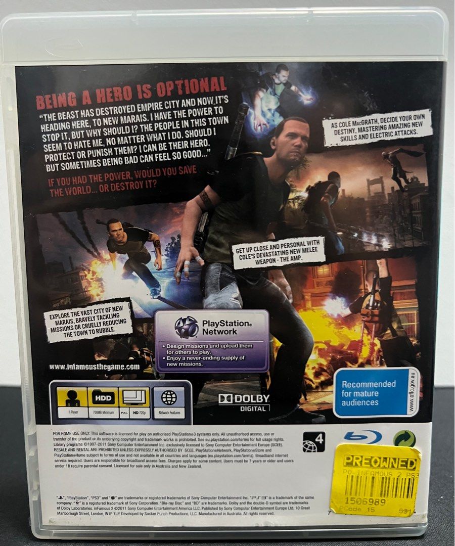 Infamous 2 PS3 Game, Video Gaming, Video Games, PlayStation on Carousell