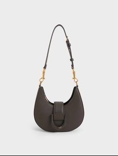 Itzy X Charles and Keith Gabine Belted Hobo Bag in Dark Moss (101% Authentic)