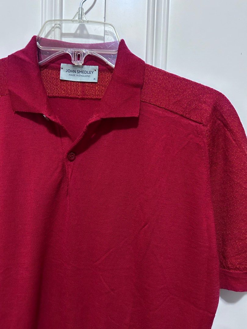 John Smedley knit Polo Tshirt 超柔軟，超薄針織上衣szM, 男裝, 上身 