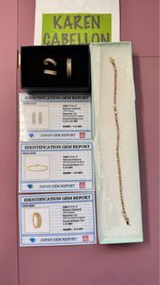 Natural Diamond Set 18KYG (Tennis Bracelet / Earrings / Ring) with Certificate