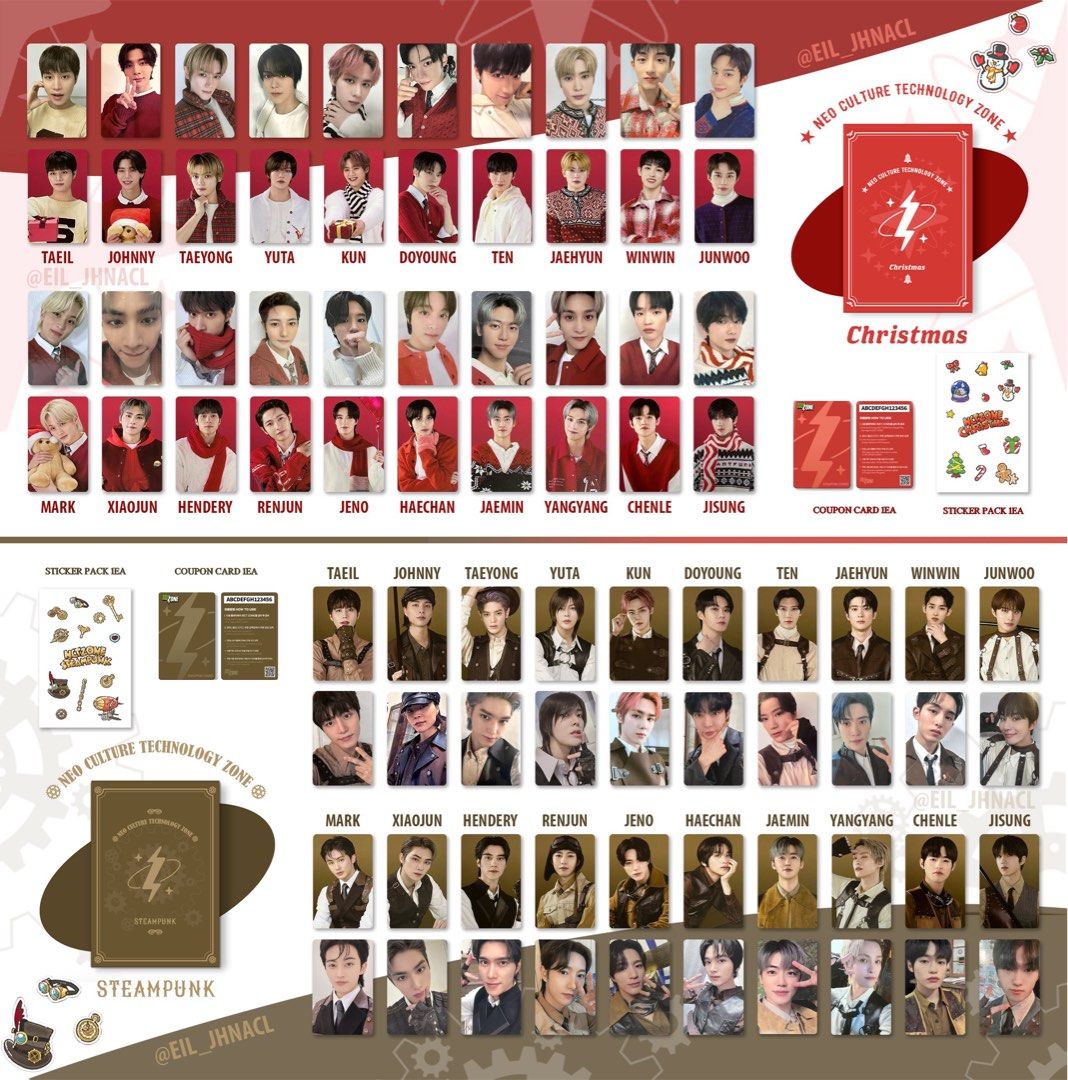 WTS nct zone coupon card pc (christmas jisung, steampunk ten
