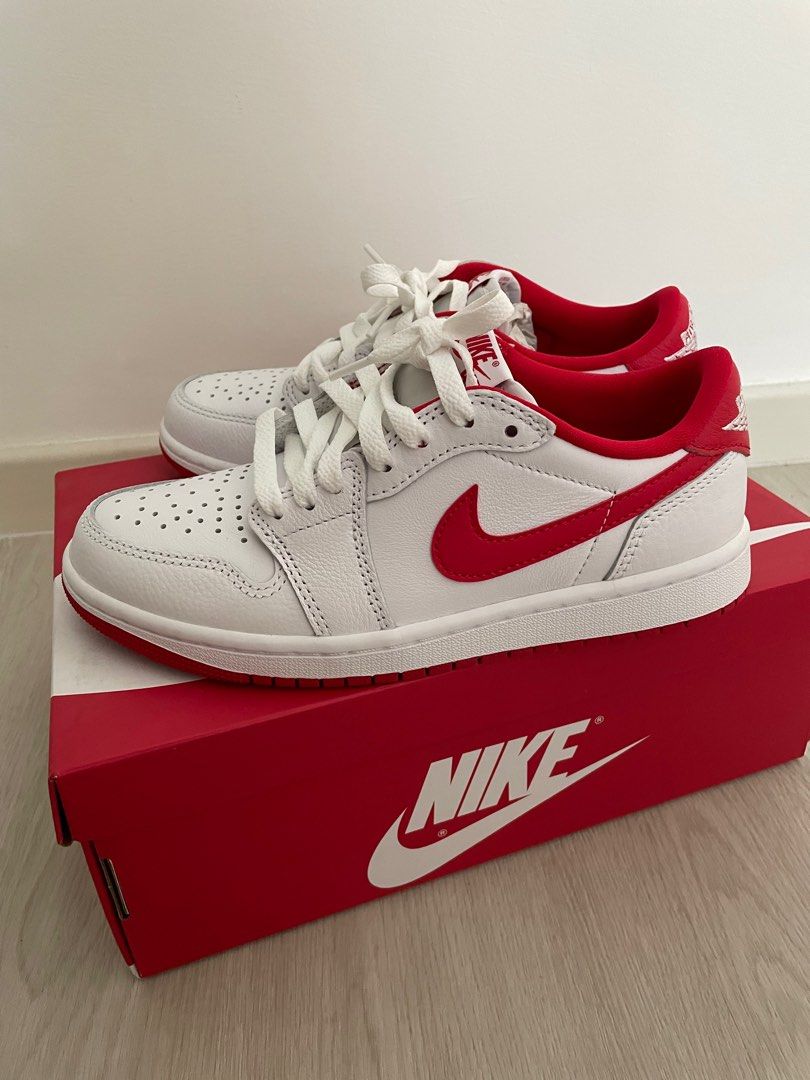 NIKE AIR JORDAN 1 RETRO LOW OG UNIVERSITY RED WHITE Women s Fashion Footwear Sneakers on Carousell