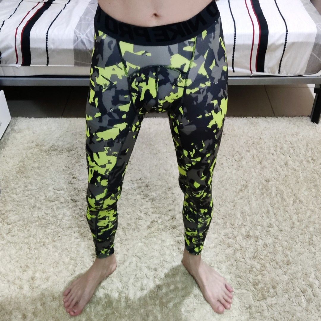 Limited Edition Nike Pro Neon Camouflage Men s Leggings Long Tights Men s Fashion Activewear on Carousell