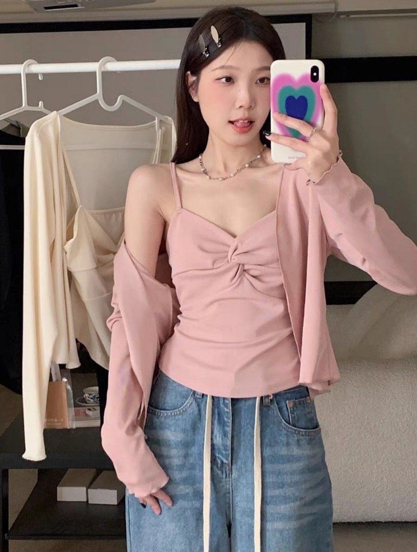 Pink top with PU leather skirt Plus size Women s Fashion Dresses Sets Sets or Coordinates on Carousell