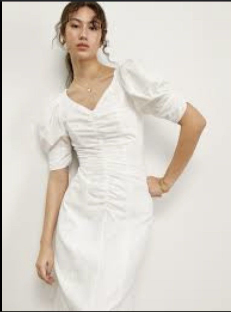 Pomelo dress (Category: Dresses) located in Quezon City. Submitted by bonstar (Listing ID 1298069048, Image 1). Description: Puff sleeve Ruched Midi , High front low back dress. Bought for ₽1997.