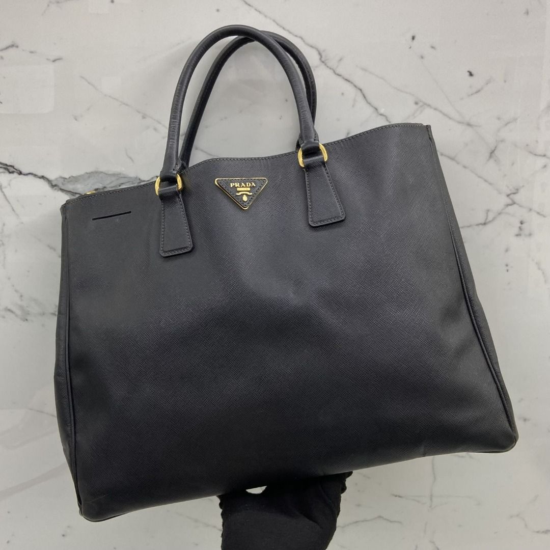 PRADA BN1802 BLACK SAFFIANO DOUBLE ZIP HANDBAG 247014330 KM