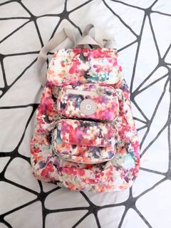 Preloved - Kipling Batik Pink Pastel Light Backpack, Convertible Travel Pouch - Original