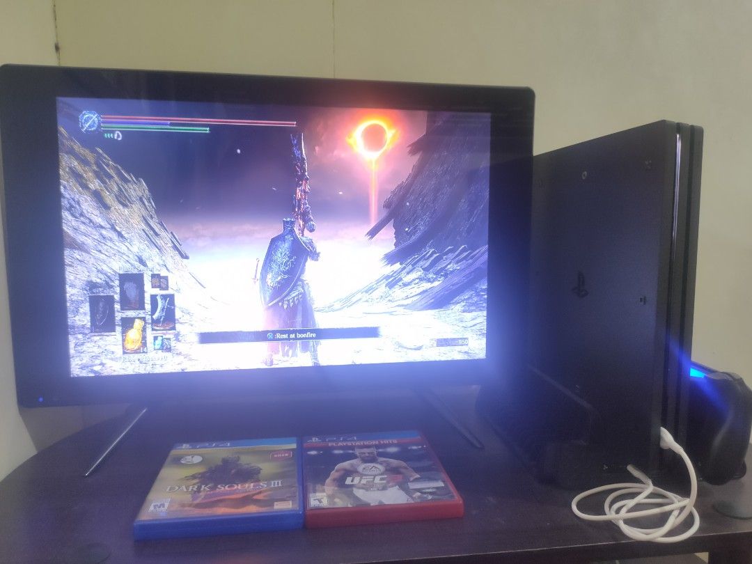 PS4 Pro (Category: PlayStation) located in San Pedro. Submitted by matchasparkles (Listing ID 1298056794, Image 1). Description: PS4 PRO 1 TERABYTE FIRMWARE: 11.5 20 INCHES LED SAMSUNG TV HDMI CABLE USB CABLE MULTIFUNCTIONAL COOLING STAND 1 DS4 🎮 V2 PHYSICAL GAME *DARK SOUL 3 FIRE FADE EDITION INSTALLED GAMES *HORIZON ZERO DAWN *RACHET AND CLANK *No history of repair *Test to sawa dito sa bahay PRIICE: 10000.