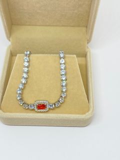 Ruby red diamond bracelet with box