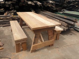 Rush Sale Outdoor Solid Table with Bench made from hardwood