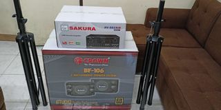 Sakura AV502ub and Crown BF-106 speakers with stand