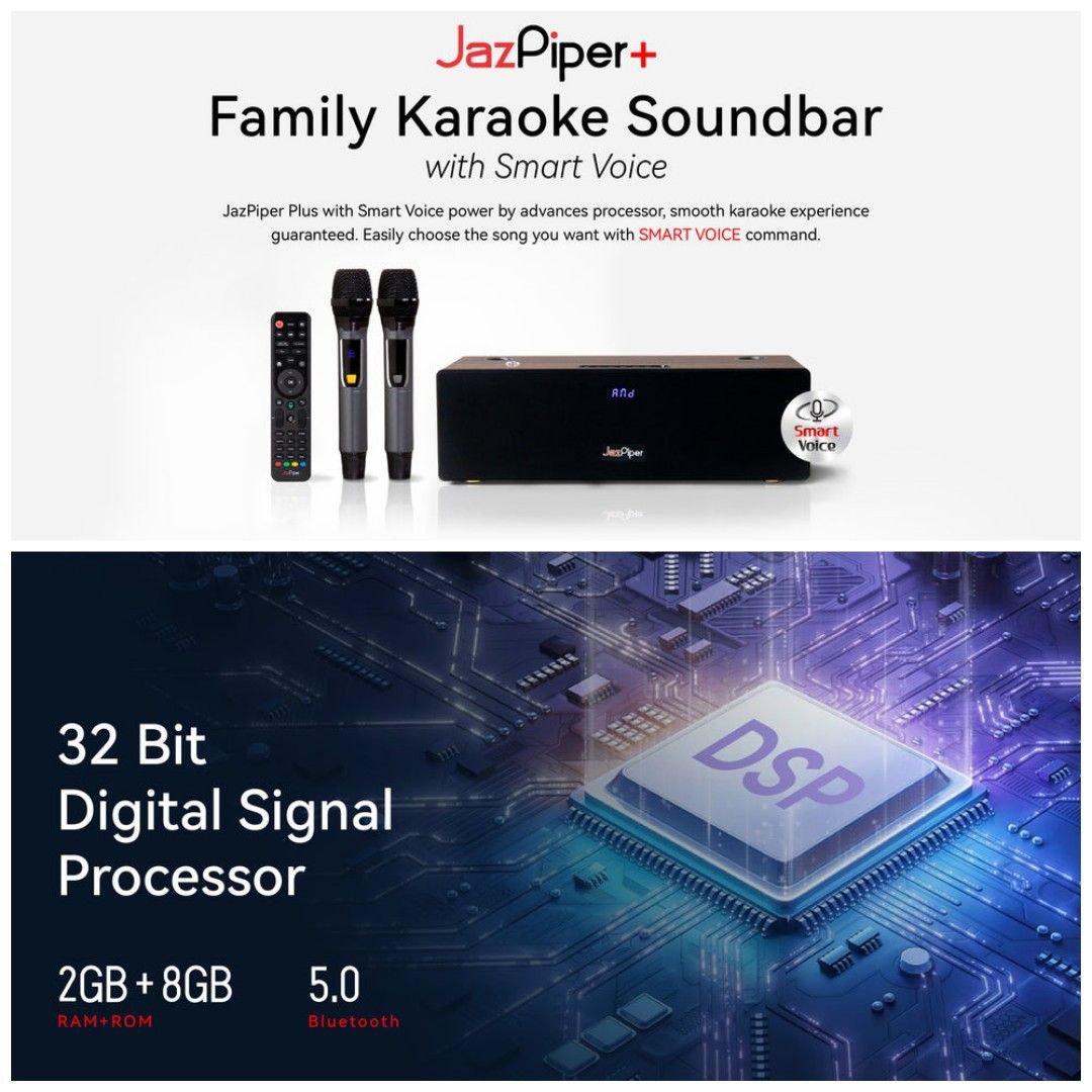 [SAME DAY DELIVERY] JAZPIPER PLUS VERSION 3, PRO HOME KARAOKE SOUNDBAR WITH DUAL MICROPHONE | KTV | KARAOKE SET | KARAOKE SYSTEM | LOCAL SELLER | SG | READY STOCK | (Category: Soundbars, Speakers & Amplifiers) located in Singapore. Submitted by SG.TV (Listing ID 1295325720, Image 3). Description: THE JAZPIPER KARAOKE SOUNDBAR 🔥 SPECIAL PRICE ??? 🔥 JAZPIPER+ V3 PRICE: $389 JAZPIPER MAX PRICE: $479 JAZPIPER PRO PRICE: $539 CHAT WITH US FOR MORE O