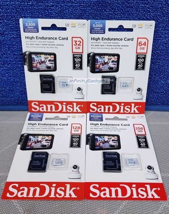 SanDisk High Endurance Micro SD memory Card for Dashcam and CCTV (Category: Memory & SD Cards) located in Manila. Submitted by infinitygadgetzph (Listing ID 1298075876, Image 2). Description: PRICES: 32GB - PHP 1,550 64GB - PHP 1,690 128GB - PHP 2,590 256GB - PHP 4,950 512GB - PHP 9,700 -Authentic -Authorized Dealer of SanDisk -Sealed and Brand New -With 3 Months replacement warranty (Must keep the complete box/carton for warranty claim) Compatib