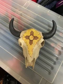 Small Buffalo skull with New Mexico flag paint