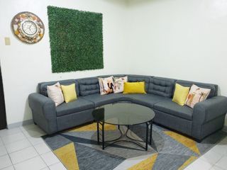 Corner Sofa Set (95 inches x 95 inches) Uratex Foam FABRIC LINEN